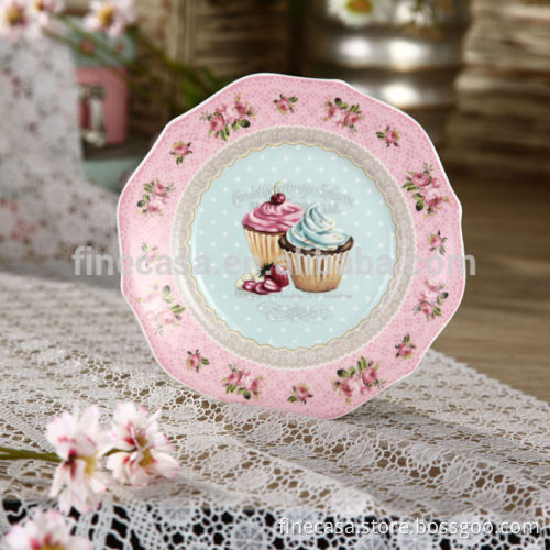 6.5 Inches Fine New Bone China Cut Edge Ceramic Flat Plate of Ice Cream